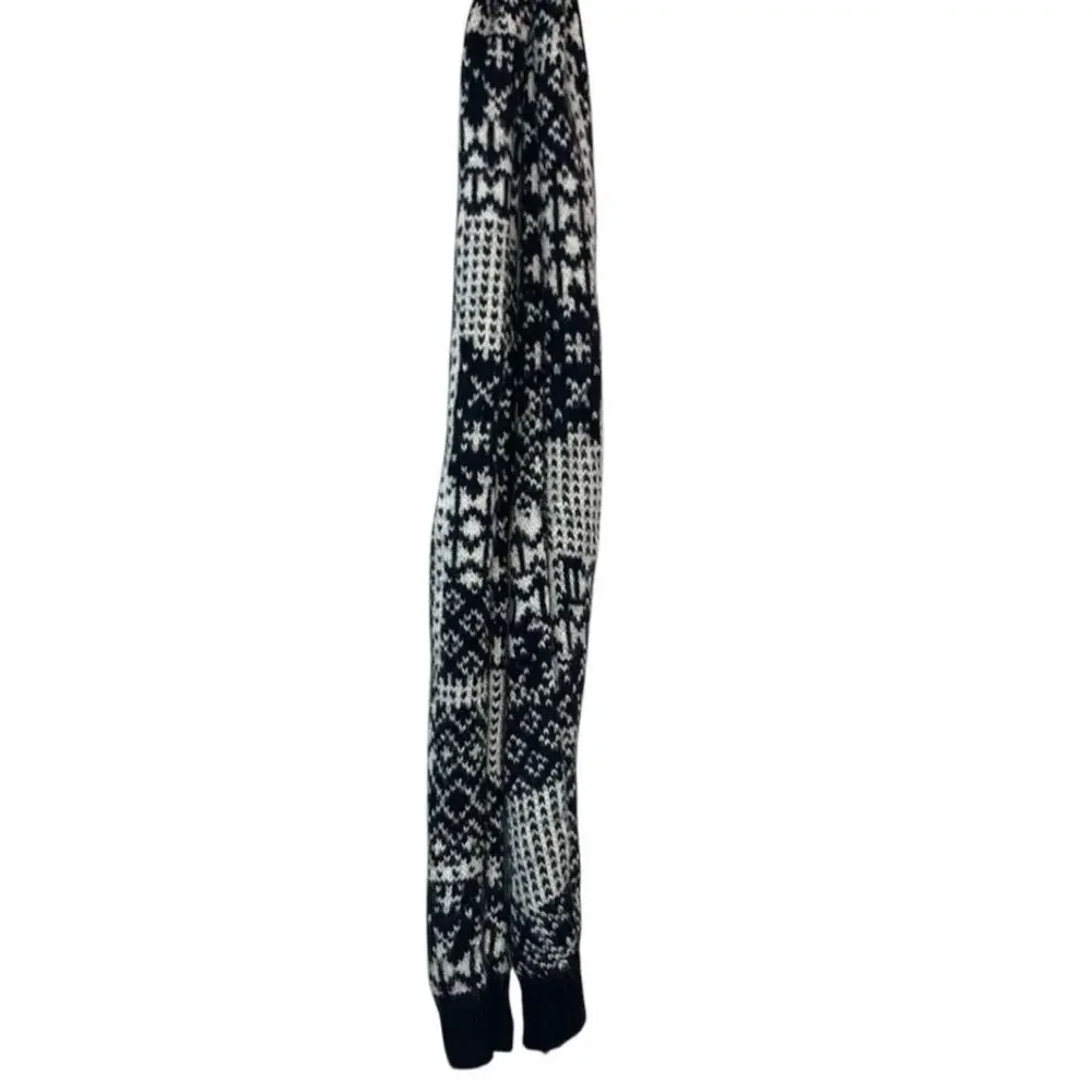 Abercrombie & Fitch Black & Cream Fair Isle Wool Blend Scarf